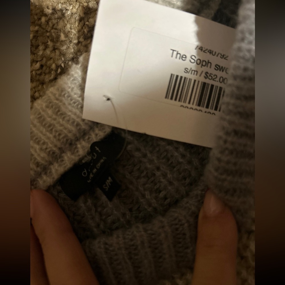 Cream and Blue Women's Denim Sweater - Picture 2 of 4